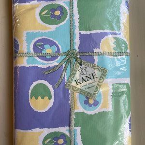 Easter Pattern (Eggs & Flowers) Kane Vinyl Tablecloth 52' x 90" Flannel Back